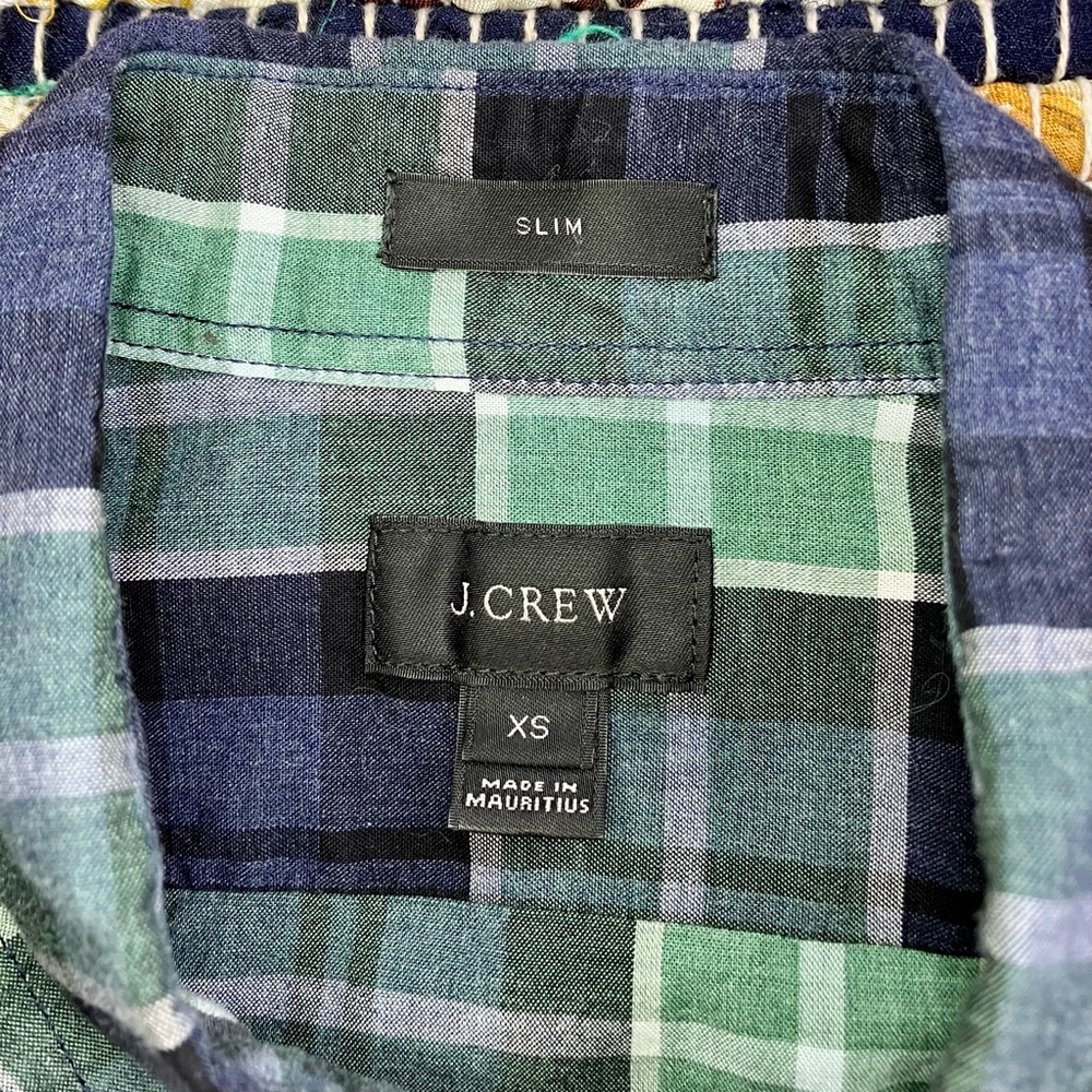 J. Crew ~ Slim button down shirt green plaid 100% cotton - Picture 2 of 7